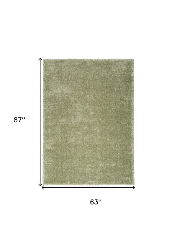 Homeroots 5' X 7' Green Shag Power Loom Area Rug  Polyester 533572