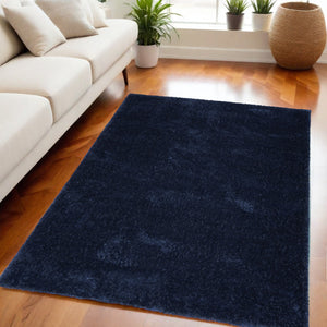 Homeroots 5' X 7' Navy Blue Shag Power Loom Area Rug  Polyester 533573