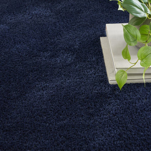 HomeRoots 5' Plush Navy Blue Shag Area Rug - Retro-Modern Style for Cozy Living Spaces, Soft Underfoot Comfort 5' X 7' 533573
