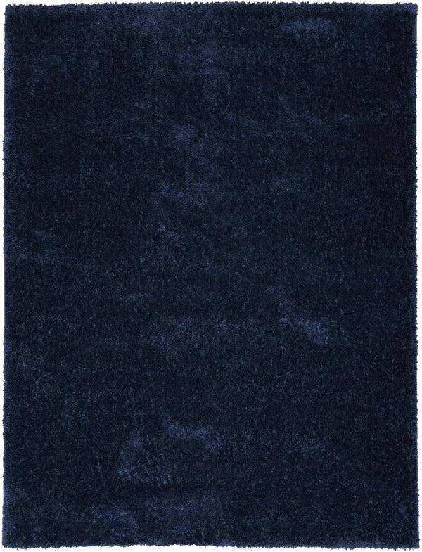HomeRoots 5' Plush Navy Blue Shag Area Rug - Retro-Modern Style for Cozy Living Spaces, Soft Underfoot Comfort 5' X 7' 533573
