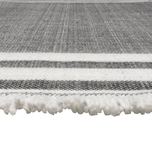 Homeroots 5' X 7' Gray Striped Handmade Stain Resistant Non Skid Indoor Outdoor Area Rug Dark Gray 100% Pet 533578