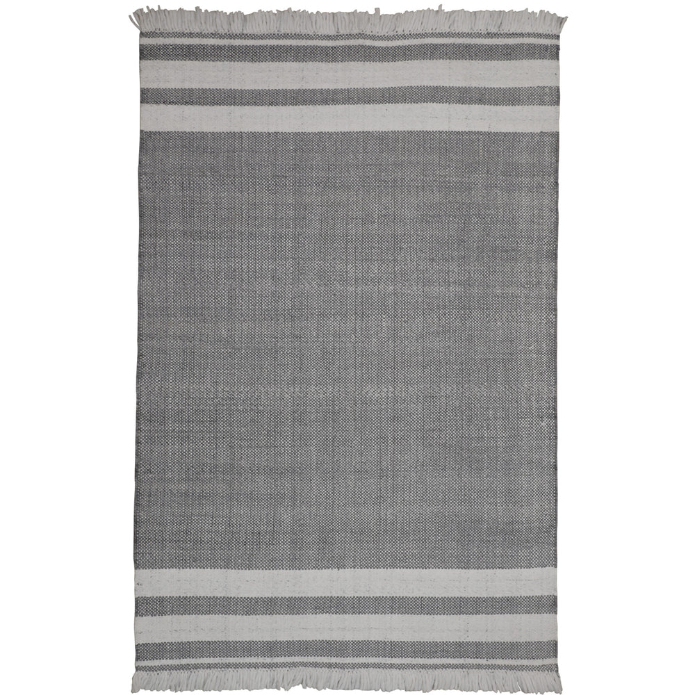 Homeroots 9' X 12' Gray Striped Handmade Stain Resistant Non Skid Indoor Outdoor Area Rug Dark Gray 100% Pet 533580