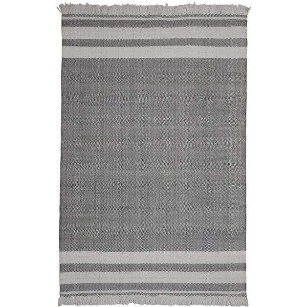 Homeroots 9' X 12' Gray Striped Handmade Stain Resistant Non Skid Indoor Outdoor Area Rug Dark Gray 100% Pet 533580