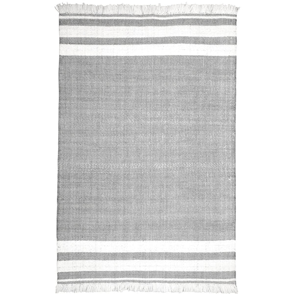 Homeroots 5' X 7' Gray Striped Handmade Stain Resistant Non Skid Indoor Outdoor Area Rug Gray 100% Pet 533581