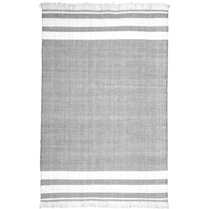 Homeroots 8' X 10' Gray Striped Handmade Stain Resistant Non Skid Indoor Outdoor Area Rug Gray 100% Pet 533582