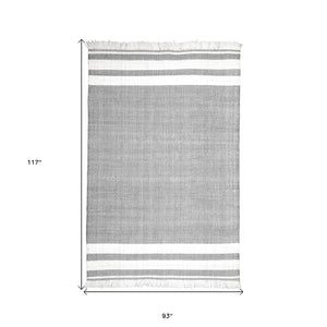 Homeroots 8' X 10' Gray Striped Handmade Stain Resistant Non Skid Indoor Outdoor Area Rug Gray 100% Pet 533582