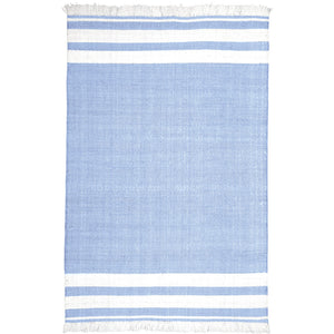 Homeroots 5' X 7' Blue Striped Handmade Stain Resistant Non Skid Indoor Outdoor Area Rug Blue 100% Pet 533584