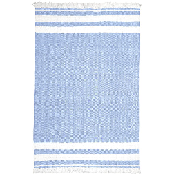 Homeroots 5' X 7' Blue Striped Handmade Stain Resistant Non Skid Indoor Outdoor Area Rug Blue 100% Pet 533584