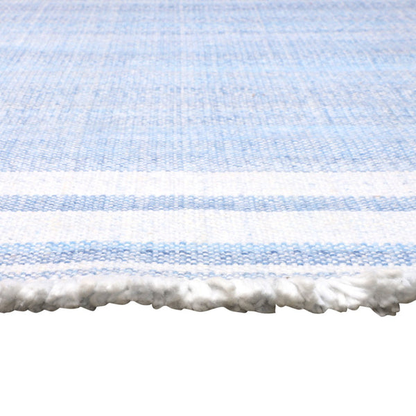 HomeRoots 5' Handmade Striped Area Rug - Durable, Water-Resistant, Stylish for Indoor & Outdoor Spaces 5' x 7' Blue 533584