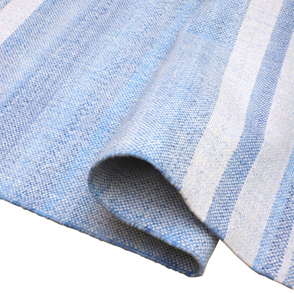 Homeroots 5' X 7' Blue Striped Handmade Stain Resistant Non Skid Indoor Outdoor Area Rug Blue 100% Pet 533584