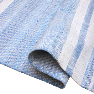 Homeroots 8' X 10' Blue Striped Handmade Stain Resistant Non Skid Indoor Outdoor Area Rug Blue 100% Pet 533585