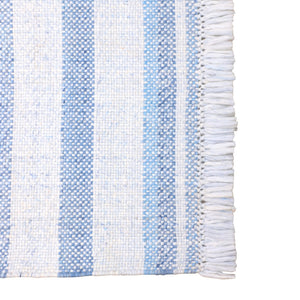 Homeroots 8' X 10' Blue Striped Handmade Stain Resistant Non Skid Indoor Outdoor Area Rug Blue 100% Pet 533585