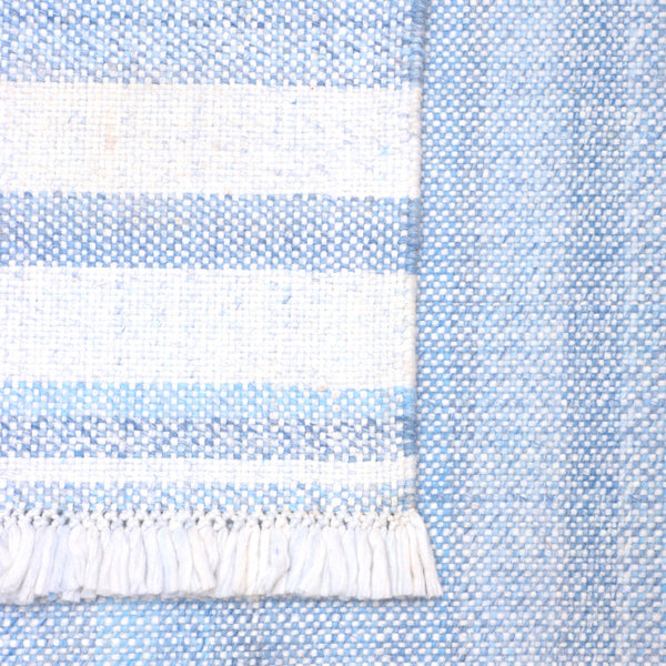 Homeroots 8' X 10' Blue Striped Handmade Stain Resistant Non Skid Indoor Outdoor Area Rug Blue 100% Pet 533585