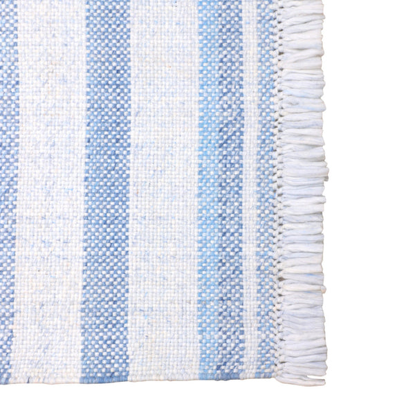 Homeroots 9' X 12' Blue Striped Handmade Stain Resistant Non Skid Indoor Outdoor Area Rug Blue 100% Pet 533586