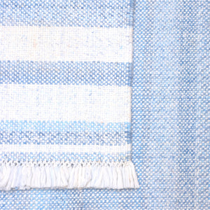 Homeroots 9' X 12' Blue Striped Handmade Stain Resistant Non Skid Indoor Outdoor Area Rug Blue 100% Pet 533586