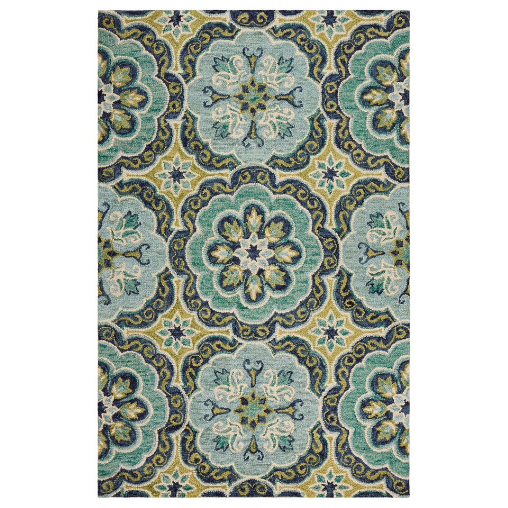 HomeRoots 5' Hand-Tufted Green Wool Floral Area Rug - Add Warmth, Style, and Durability to Your Home Décor 5' X 8' Rectangle 533599