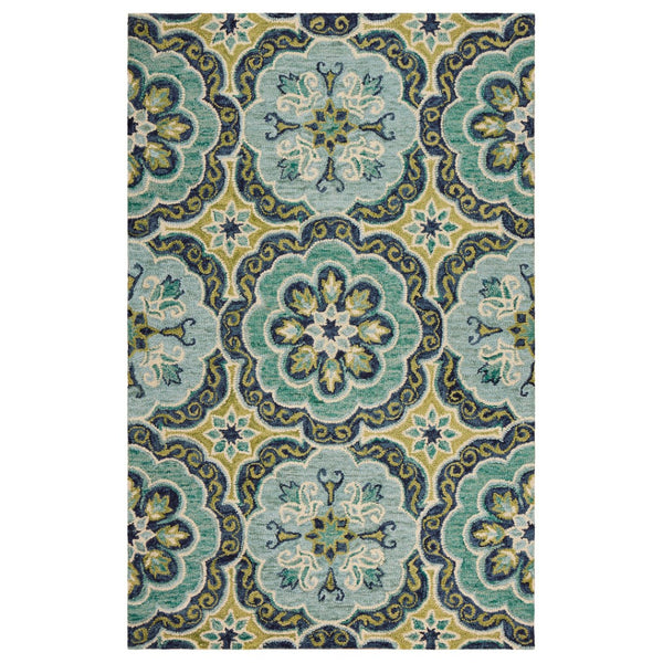HomeRoots 5' Hand-Tufted Green Wool Floral Area Rug - Add Warmth, Style, and Durability to Your Home Décor 5' X 8' Rectangle 533599
