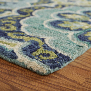 HomeRoots 5' Hand-Tufted Green Wool Floral Area Rug - Add Warmth, Style, and Durability to Your Home Décor 5' X 8' Rectangle 533599