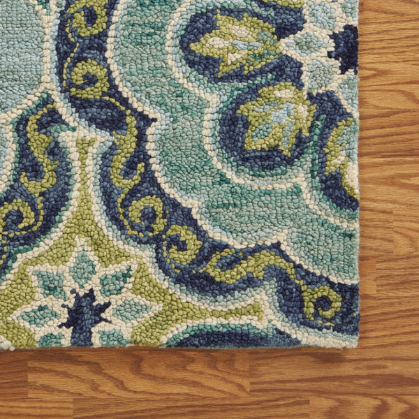 HomeRoots 5' Hand-Tufted Green Wool Floral Area Rug - Add Warmth, Style, and Durability to Your Home Décor 5' X 8' Rectangle 533599