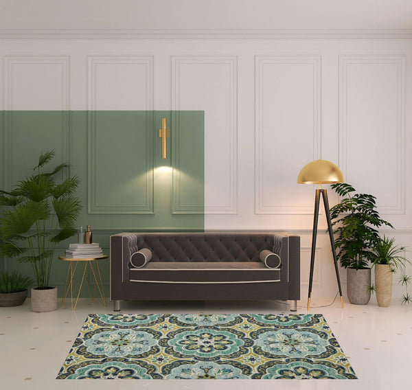 HomeRoots 5' Hand-Tufted Green Wool Floral Area Rug - Add Warmth, Style, and Durability to Your Home Décor 5' X 8' Rectangle 533599