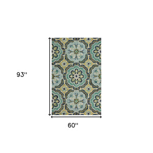 HomeRoots 5' Hand-Tufted Green Wool Floral Area Rug - Add Warmth, Style, and Durability to Your Home Décor 5' X 8' Rectangle 533599