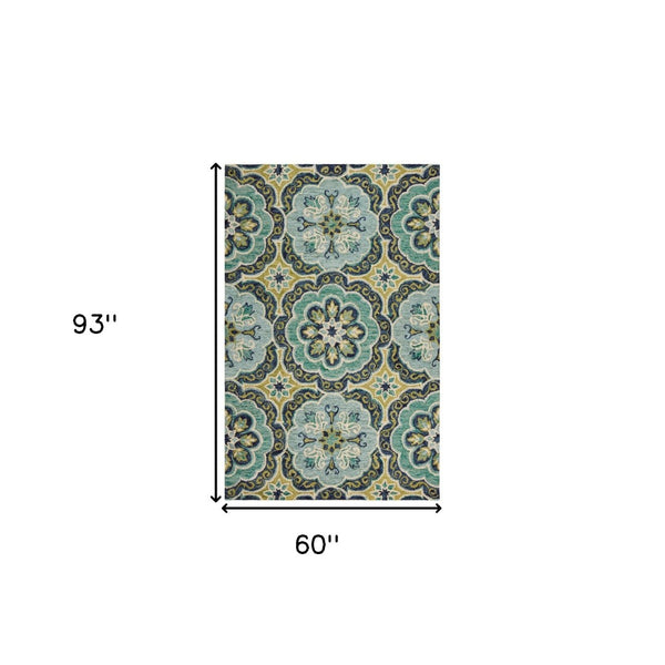 HomeRoots 5' Hand-Tufted Green Wool Floral Area Rug - Add Warmth, Style, and Durability to Your Home Décor 5' X 8' Rectangle 533599