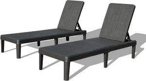 English Elm Pool Chaise Lounge Set of Two Resin Reclining Chairs for Patio Deck Garden Use Grey W1859P477805