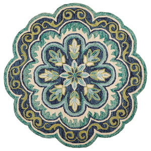HomeRoots 5' Hand-Tufted Green Wool Floral Area Rug - Add Warmth, Style, and Durability to Your Home Décor 5' Round Round 533600