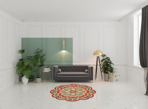 HomeRoots 5' Hand-Tufted Green Wool Floral Area Rug - Add Warmth, Style, and Durability to Your Home Décor 6' X 6' 533604