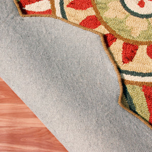 Homeroots 6' X 6' Red Round Wool Floral Hand Tufted Area Rug Red Wool 533608