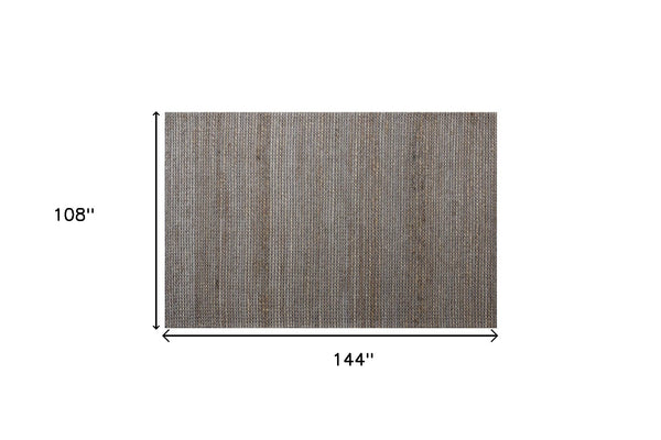 Homeroots 9' X 12' Gray Striped Hand Woven Area Rug Gray Jute 533619