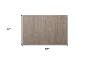 Homeroots 5' X 7' Beige Striped Hand Woven Area Rug Beige Jute 533620