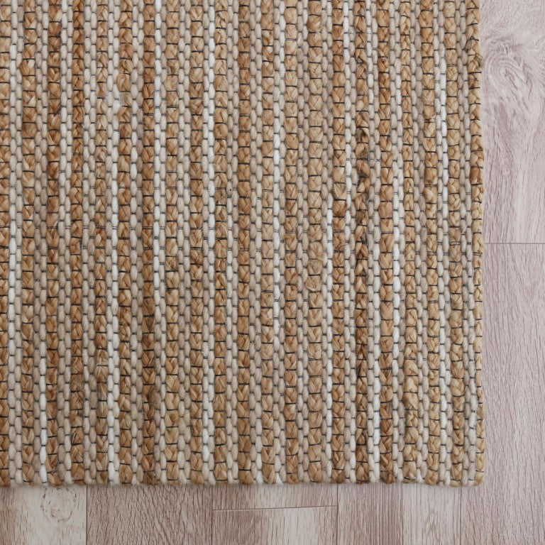 8 Ft X 10 Ft Hand Woven Striped Area Rug Artisan Crafted Neutral Beige Living Room