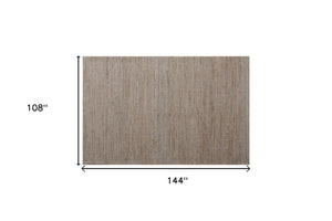 Homeroots 9' X 12' Beige Striped Hand Woven Area Rug Beige Jute 533622