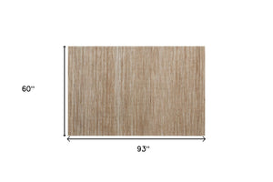 Homeroots 5' X 7' Beige Striped Hand Woven Area Rug Beige Jute 533623