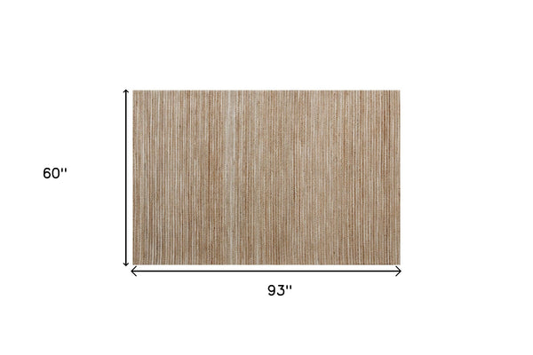 Homeroots 5' X 7' Beige Striped Hand Woven Area Rug Beige Jute 533623