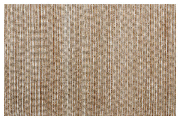 Homeroots 8' X 10' Beige Striped Hand Woven Area Rug Beige Jute 533624