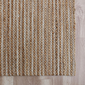 Homeroots 8' X 10' Beige Striped Hand Woven Area Rug Beige Jute 533624