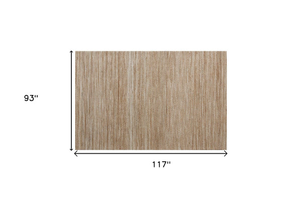 Homeroots 8' X 10' Beige Striped Hand Woven Area Rug Beige Jute 533624