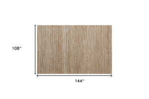 Homeroots 9' X 12' Beige Striped Hand Woven Area Rug Beige Jute 533625