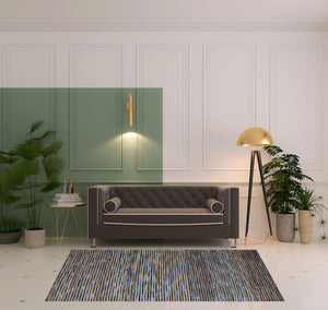 Homeroots 5' X 7' Blue Striped Hand Woven Area Rug Blue Jute 533626