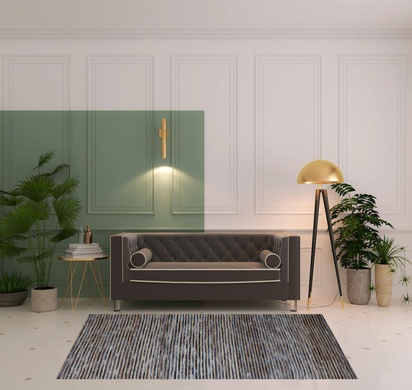 Homeroots 5' X 7' Blue Striped Hand Woven Area Rug Blue Jute 533626