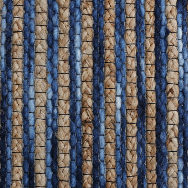 Homeroots 5' X 7' Blue Striped Hand Woven Area Rug Blue Jute 533626