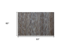 Homeroots 5' X 7' Blue Striped Hand Woven Area Rug Blue Jute 533626