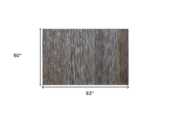 Homeroots 5' X 7' Blue Striped Hand Woven Area Rug Blue Jute 533626