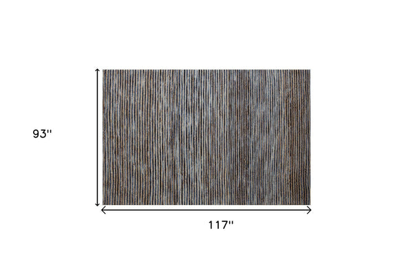 Homeroots 8' X 10' Blue Striped Hand Woven Area Rug Blue Jute 533627