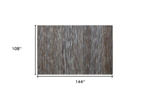 Homeroots 9' X 12' Blue Striped Hand Woven Area Rug Blue Jute 533628