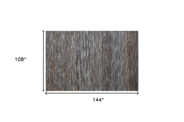 Homeroots 9' X 12' Blue Striped Hand Woven Area Rug Blue Jute 533628