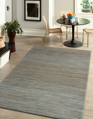 Homeroots 5' X 7' Blue Striped Hand Woven Area Rug Blue Jute 533629