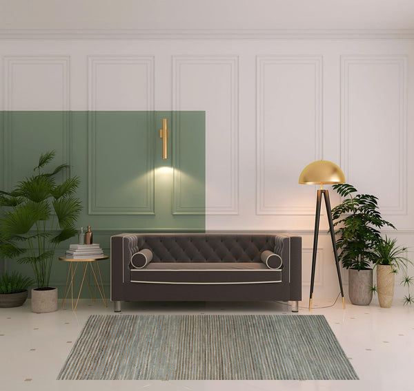 Homeroots 5' X 7' Blue Striped Hand Woven Area Rug Blue Jute 533629